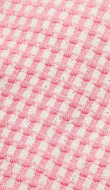 KNITTED BUTTON MINI DRESS IN PINK DRESS STYLE OF CB