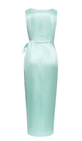 KNOT SIDE SATIN MIDI DRESS IN MINT DRESS STYLE OF CB