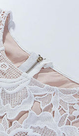 LACE HOLLOW EMBROIDERY A LINE MIDI DRESS IN WHITE DRESS sis label