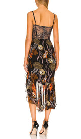 LACE PRINTED MIdi DRESS IN BLACK Dresses styleofcb