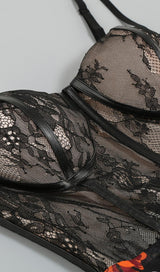 LACE PRINTED MIdi DRESS IN BLACK Dresses styleofcb