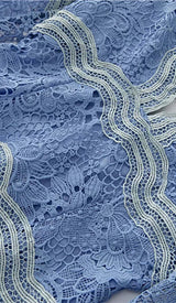 LACE SLEEVE TRIM DETAIL MINI DRESS IN BLUE DRESS styleofcb