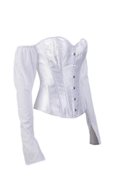 LACE-UP LONG PUFF SLEEVE CROSET TOP styleofcb