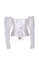 LACE-UP LONG PUFF SLEEVE CROSET TOP styleofcb