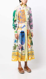 LANTERN SLEEVE PRINT MIDI DRESS DRESS styleofcb