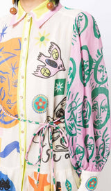 LANTERN SLEEVE PRINT MIDI DRESS DRESS styleofcb