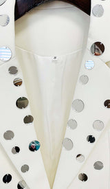 MIRROR SEQUIN DETAIL JACKET IN WHITE DRESS STYLE OF CB