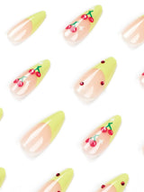 CHERRY FRENCH GREEN EDGE PRESS ON NAILS Press On Nails Oh CICI