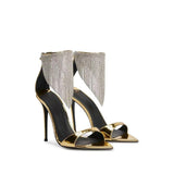 CRYSTAL TASSEL HEELS IN GOLD Shoes styleofcb