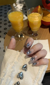 BLUE CRYSTAL GLITTER PRESS ON NAILS Press On Nails Oh CICI