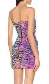 SEQUIN OFF SHOULDER MINI DRESS IN PURPLE styleofcb