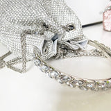 CRYSTAL EMBELLISHED BUCKET BAG IN SILVER Bags styleofcb