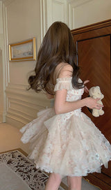 OFF -SHOULDER FLOWER MINI DRESS IN PINK DRESS STYLE OF CB