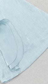OFF SHOULDER RUFFLED MAXI DRESS IN TINGED BLUE DRESS STYLE OF CB