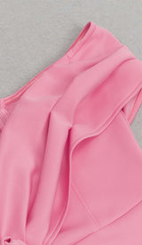 OFF SHOULDER SIDE SPLIT MIDI DRESS IN PINK DRESS STYLE OF CB
