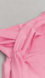 OFF SHOULDER SIDE SPLIT MIDI DRESS IN PINK DRESS STYLE OF CB