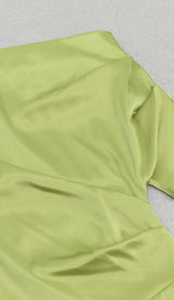 ONE SHOULDER SATIN SLIT MAXI DRESS IN GREEN DRESS STYLE OF CB