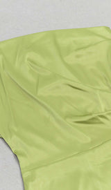 ONE SHOULDER SATIN SLIT MAXI DRESS IN GREEN DRESS STYLE OF CB