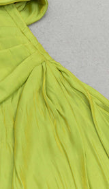 ONE SHOULDER SIDE ASYMMETRICAL MIDI DRESS IN GREEN DRESS STYLE OF CB