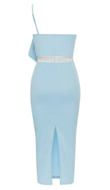 ONE SHOULDER SPLIT BACK MIDI DRESS IN BLUE DRESS styleofcb