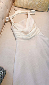PLEATED CAMI SLIM MIDI DRESS IN WHITE DRESS STYLE OF CB