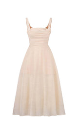 PLEATED CAMI SLIM MIDI DRESS IN WHITE DRESS STYLE OF CB