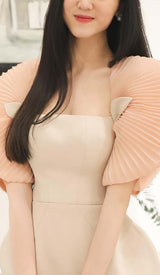 PLEATED SHOULDER MINI DRESS IN PINK DRESS styleofcb
