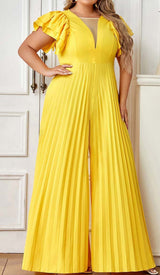 PLUNGE PLATED MAXI DRESS IN YELLOW DRESS STYLE OF CB
