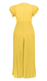 PLUNGE PLATED MAXI DRESS IN YELLOW DRESS STYLE OF CB