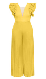 PLUNGE PLATED MAXI DRESS IN YELLOW DRESS STYLE OF CB