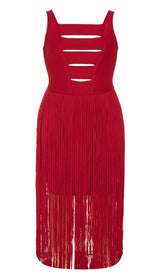 PLUS CUTOUT TASSEL MIDI DRESS IN RED DRESS STYLE OF CB