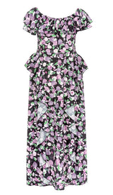 PLUS SIZE FLORAL RUCHED SLIT MIDI DRESS DRESS sis label