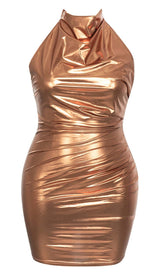 PLUS SIZE METALLIC MIDI DRESS IN GOLD DRESS STYLE OF CB
