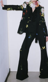 PRINTED BUTTON JACKET SUIT IN BLACK styleofcb