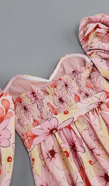 PUFF FLORAL MIDI DRESS IN PASTEL BLOOMS DRESS STYLE OF CB
