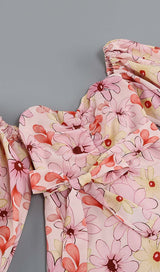 PUFF FLORAL MIDI DRESS IN PASTEL BLOOMS DRESS STYLE OF CB