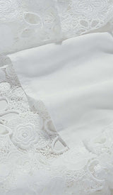 PUFF SLEEVE LACE MIDI DRESS IN WHITE DRESS STYLE OF CB