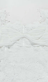 PUFF SLEEVE LACE MIDI DRESS IN WHITE DRESS STYLE OF CB