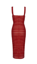 RED RUCHED BANDAGE MIDI DRESS Dresses styleofcb