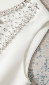 RHINESTONE BOW TIE MINI DRESS IN WHITE styleofcb