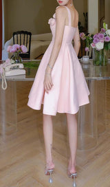 RHINESTONE ROSE APPLIQUE MINI DRESS IN PINK DRESS styleofcb