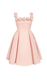 RHINESTONE ROSE APPLIQUE MINI DRESS IN PINK DRESS styleofcb
