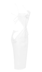 RIBBED CUT OUT MIDI DRESS IN WHITE DRESS styleofcb