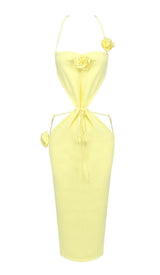 RIBBED CUT OUT MIDI DRESS IN YELLOW DRESS styleofcb