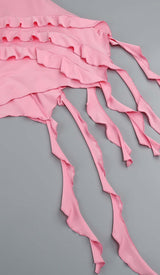 ROSE-DETAIL RUFFLED MINI DRESS IN PINK DRESS styleofcb