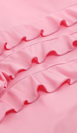 ROSE-DETAIL RUFFLED MINI DRESS IN PINK DRESS styleofcb