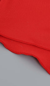 ROSE-DETAIL RUFFLED MINI DRESS IN RED DRESS styleofcb