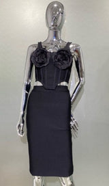 ROSES EMBELISHED CORSET TWO PIECES SET DRESS styleofcb