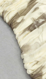 RUCHED BANDEAU MIDI DRESS IN BEIGE DRESS STYLE OF CB