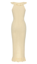 RUCHED RUFFLE TRIM MIDI DRESS DRESS sis label